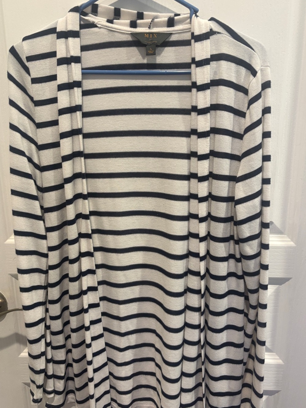 41 Hawthorn Black and White Striped Open Cardigan